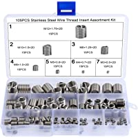 WiMas 105 Piezas Insertos de Rosca Tipo Helicoil- Inserciones Roscadas de Acero Inoxidable- Kit de Reparación de Hilos…